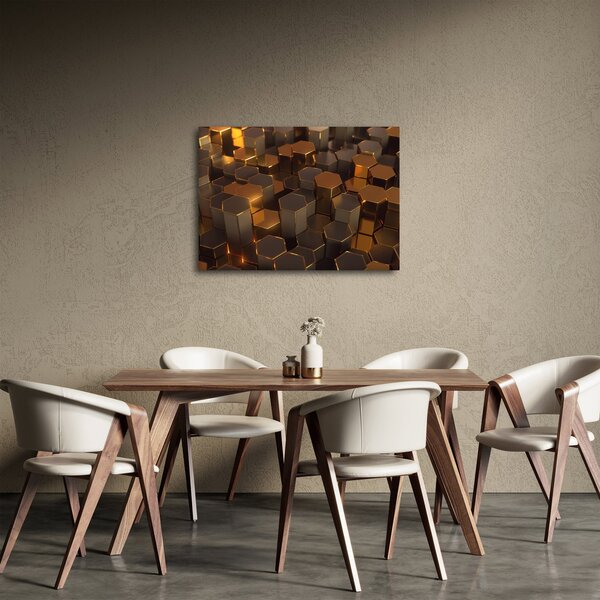 Obraz - Sześciokąty z brązu (70x50 cm)