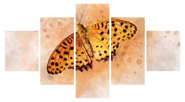 Obraz - Pomarańczowy motyl, akwarela (125x70 cm)