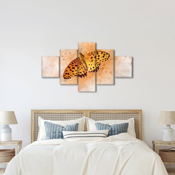 Obraz - Pomarańczowy motyl, akwarela (125x70 cm)