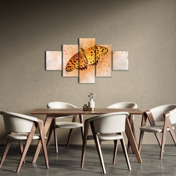 Obraz - Pomarańczowy motyl, akwarela (125x70 cm)