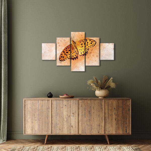 Obraz - Pomarańczowy motyl, akwarela (125x70 cm)