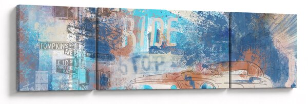 Obraz - Urodzony, by jeździć, niebieskie odcienie (170x50 cm)