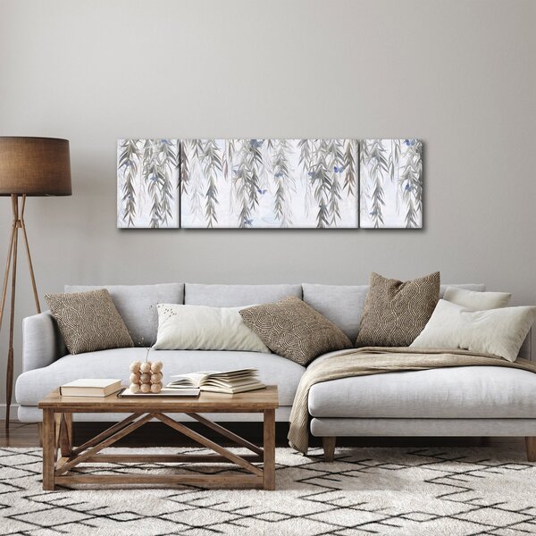 Obraz - Gałązki wierzby z motylami (170x50 cm)