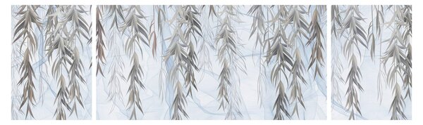 Obraz - Gałązki wierzby na niebieskim tle (170x50 cm)