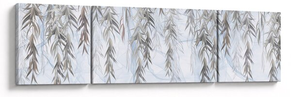 Obraz - Gałązki wierzby na niebieskim tle (170x50 cm)