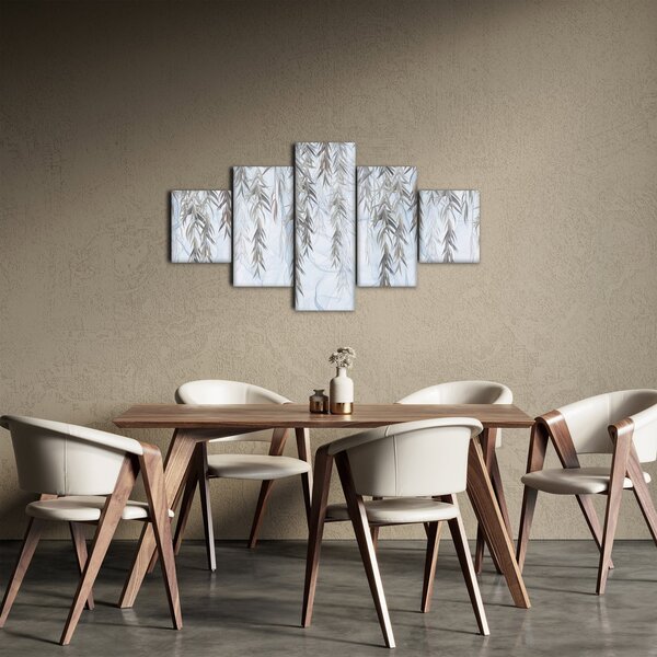 Obraz - Gałązki wierzby na niebieskim tle (125x70 cm)