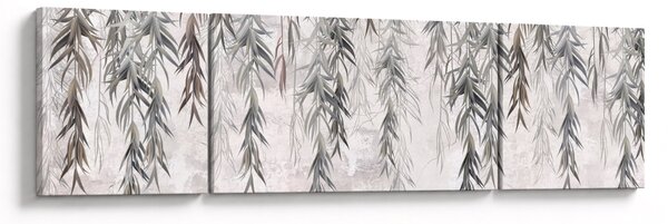 Obraz - Gałązki wierzby w szarym tynku (170x50 cm)