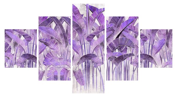 Obraz - Fioletowe liście w gipsie (125x70 cm)