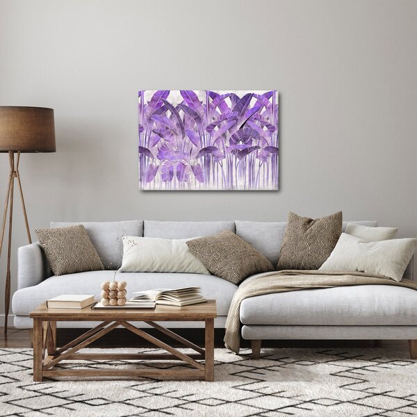 Obraz - Fioletowe liście w gipsie (70x50 cm)