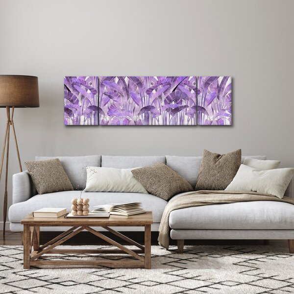 Obraz - Fioletowe liście w gipsie (170x50 cm)