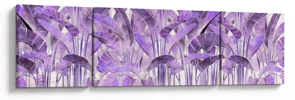 Obraz - Fioletowe liście w gipsie (170x50 cm)