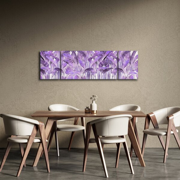 Obraz - Fioletowe liście w gipsie (170x50 cm)