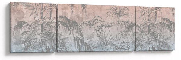 Obraz - Tropikalne rośliny na ścianie (170x50 cm)