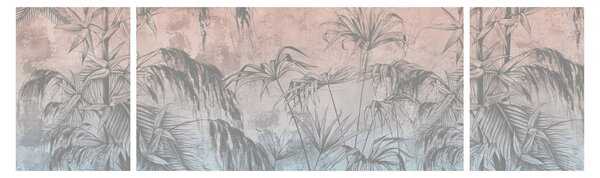 Obraz - Tropikalne rośliny na ścianie (170x50 cm)