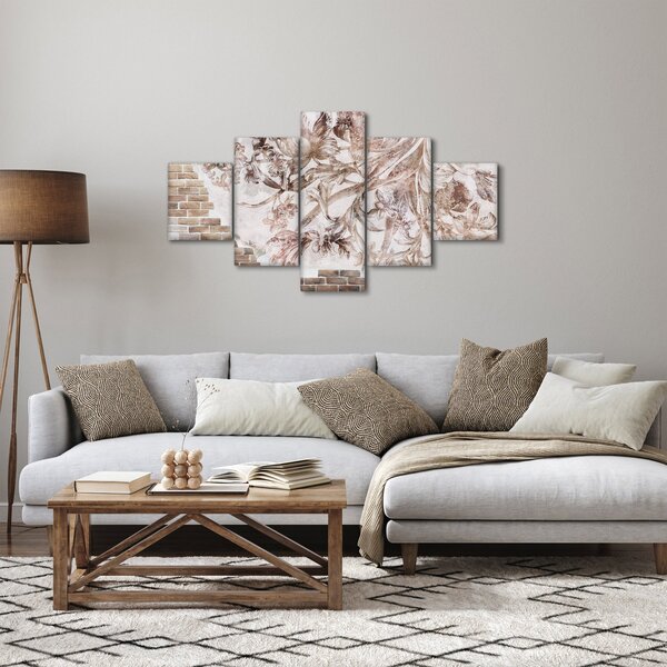 Obraz - Kwiatowy fresk na ceglanej ścianie (125x70 cm)