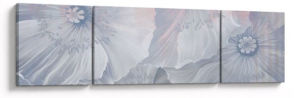 Obraz - Niebieskie kwiaty na ścianie (170x50 cm)