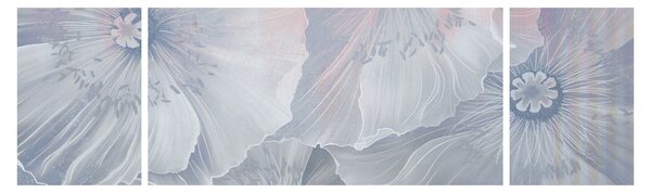 Obraz - Niebieskie kwiaty na ścianie (170x50 cm)