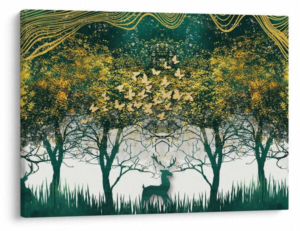 Obraz - Jelenie w zielonym lesie (70x50 cm)