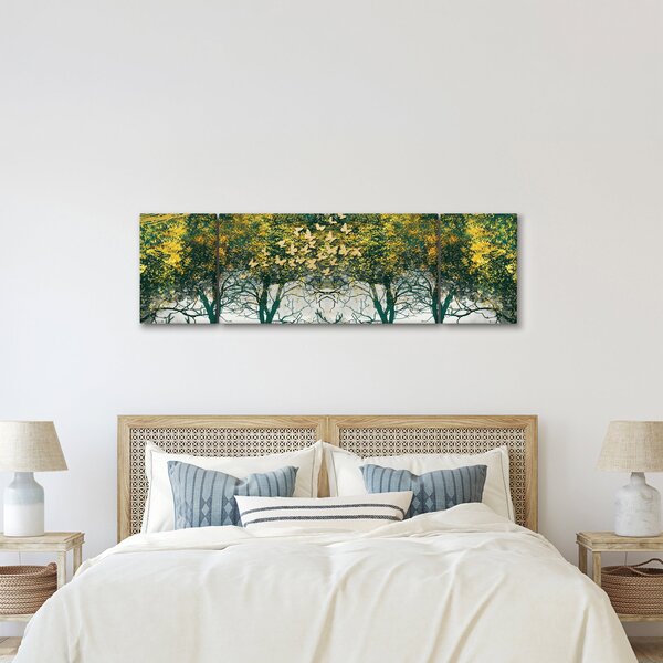 Obraz - Jelenie w zielonym lesie (170x50 cm)