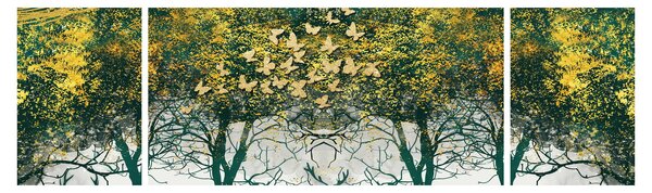 Obraz - Jelenie w zielonym lesie (170x50 cm)