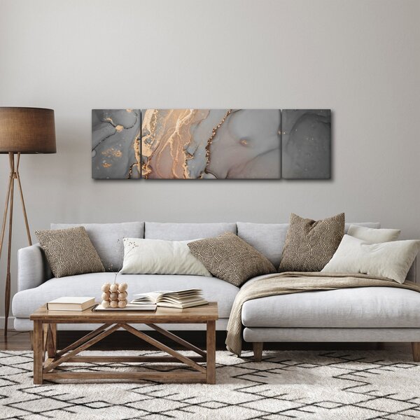 Obraz - Szaro - złoty marmur (170x50 cm)
