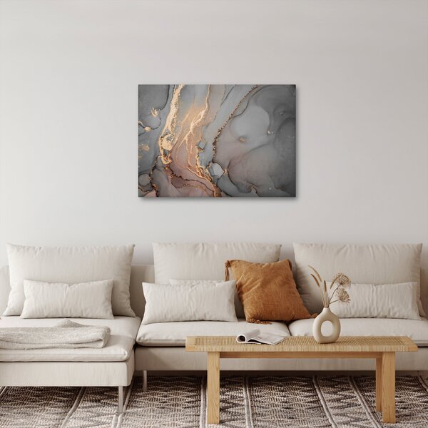 Obraz - Szaro - złoty marmur (70x50 cm)
