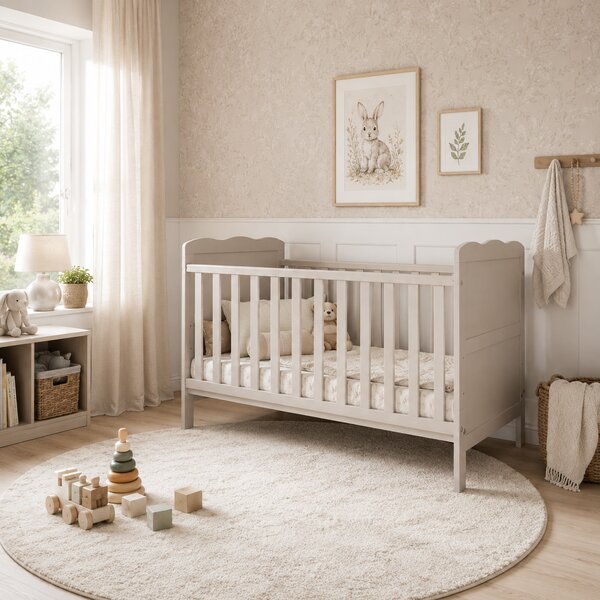 Zestaw mebli dla niemowląt BASIC BABY z łóżeczkiem ELLA 140x70 – wybór uchwytów i koloru