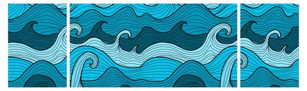 Obraz - Abstrakcja, morze (170x50 cm)