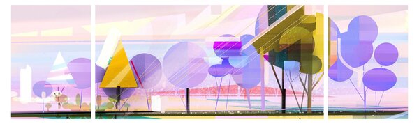Obraz - Abstrakcja, krajobraz (170x50 cm)