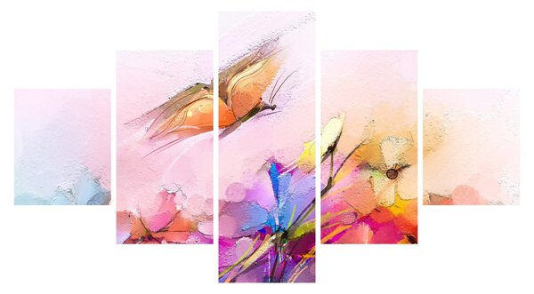 Obraz - Motyl nad kwiatem, abstrakcja (125x70 cm)