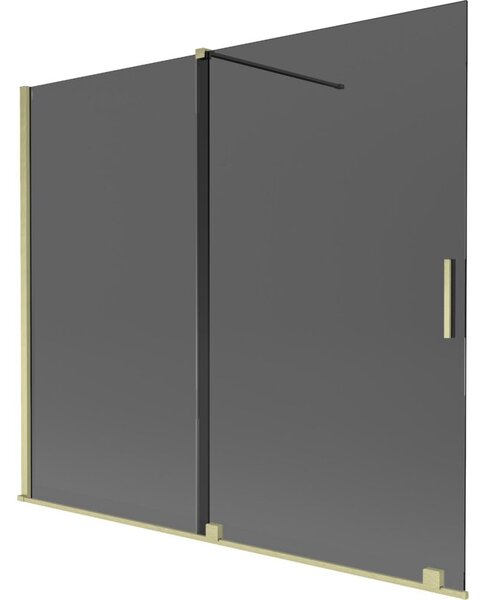 Mexen Velar parawan nawannowy 2-skrzydłowy rozsuwany 180 x 150 cm, grafit, złoty szczotkowany - 896-180-000-41-55