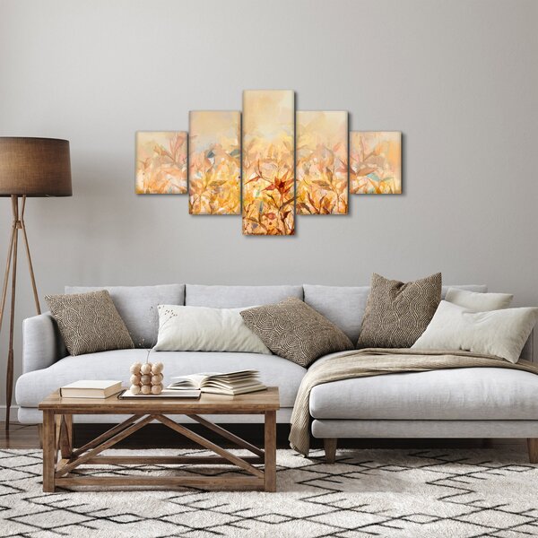 Obraz - Liście w jesiennych kolorach, obraz olejny (125x70 cm)