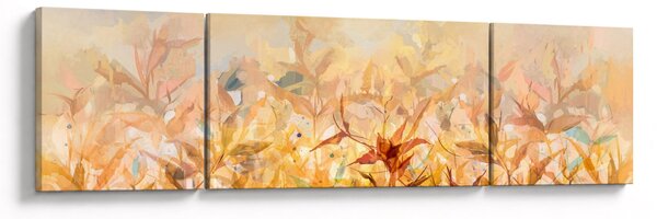 Obraz - Liście w jesiennych kolorach, obraz olejny (170x50 cm)