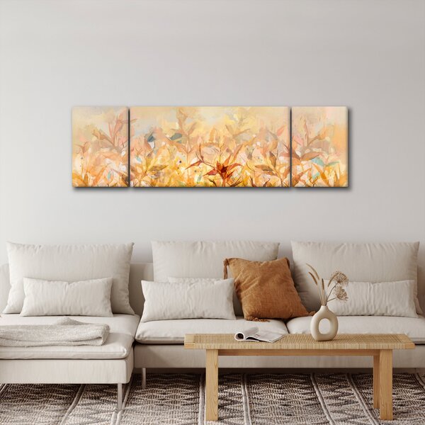 Obraz - Liście w jesiennych kolorach, obraz olejny (170x50 cm)