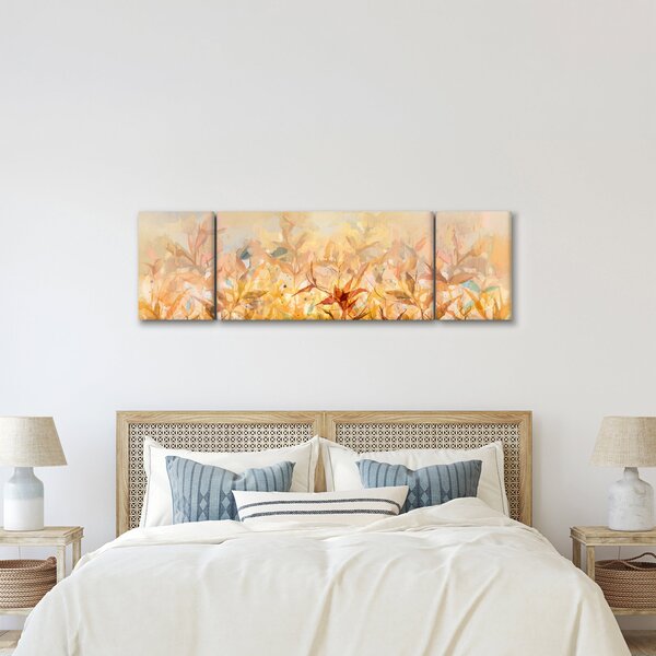 Obraz - Liście w jesiennych kolorach, obraz olejny (170x50 cm)