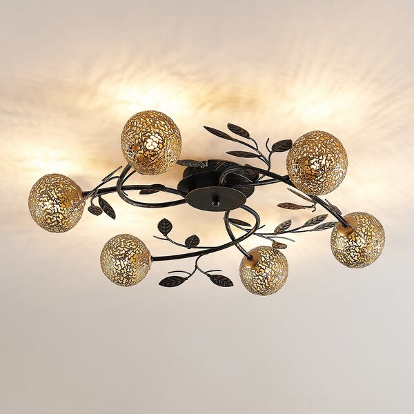 Lampa Sufitowa Lucande, Evory, ściemnialny, czarny, salon, metal, florentyński