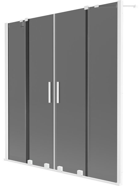 Mexen Velar Duo parawan nawannowy 2-skrzydłowy rozsuwany 140 x 150 cm, grafit, biały - 896-140-000-42-20