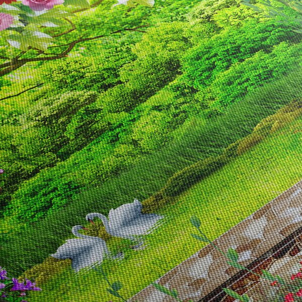 Obraz - Magiczny ogród z łabędziami (170x50 cm)