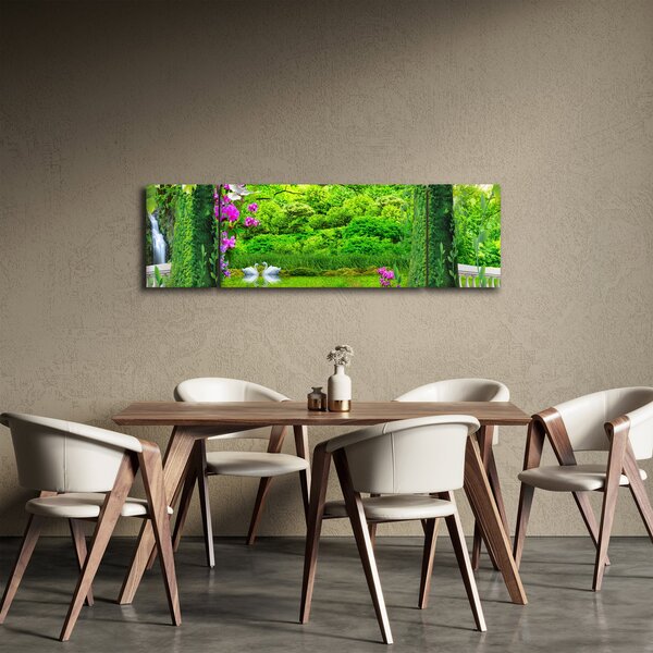 Obraz - Magiczny ogród z łabędziami (170x50 cm)
