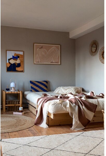 Naturalne łóżko z litego drewna sosnowego ze schowkiem i stelażem 90x200 cm Kanso – Karup Design
