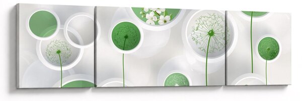 Obraz - Kwiaty w kółkach (170x50 cm)