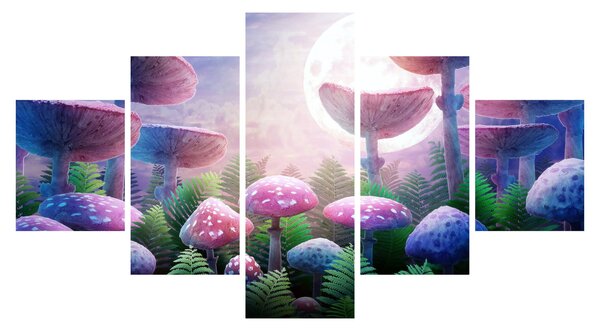 Obraz - Grzyby w pełni księżyca, grafika (125x70 cm)