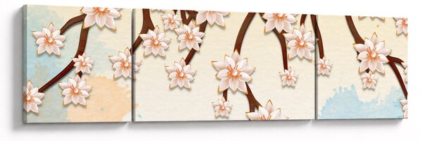 Obraz - Kwiaty na gałęziach, kolorowe (170x50 cm)