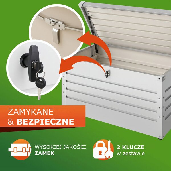 Metalowa skrzynia ogrodowa METALBOX, 385L, 120×62×63cm, szara Gardebruk