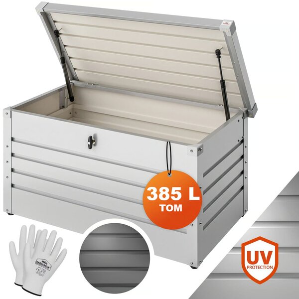 Metalowa skrzynia ogrodowa METALBOX, 385L, 120×62×63cm, szara Gardebruk