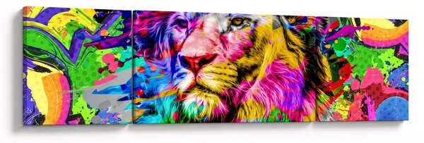 Obraz - obraz 3D lwa (170x50 cm)