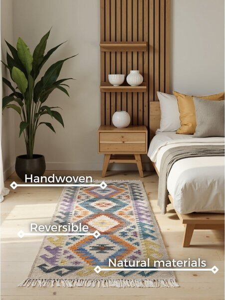 Wełniany chodnik dwustronny tkany ręcznie 60x190 cm Kamal Oasis – Nouristan