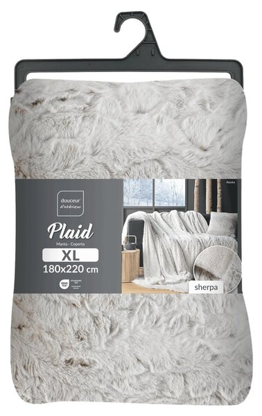 Szarobeżowy koc ze sztucznego futra 180x220 cm Alaska – douceur d'intérieur