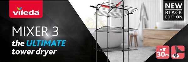 Czarna suszarka na pranie 30 m Mixer 3 – Vileda