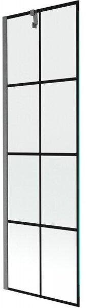 Mexen Next parawan nawannowy 1-skrzydłowy 60 x 150 cm, czarna kratka, gun gray szczotkowany - 895-060-000-00-77-66